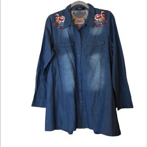 Andre’e by UNIT FLORAL DENIM SHIRT JACKET